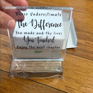 Acrylic Inspirational Plaque with Wood-Effect Base - Black Script & Green Accent